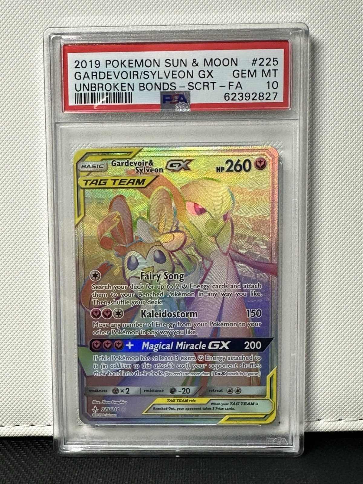2019 Pokemon SM Gardevoir & Sylveon GX Tag Team Secret #225/214 PSA 10