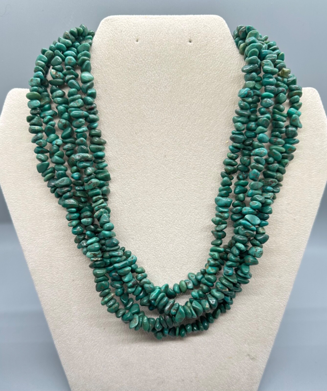 Vintage 5 strand Sterling and Turquoise Navajo Necklace Vintage 5 strand Sterling and Turquoise Navajo Necklace