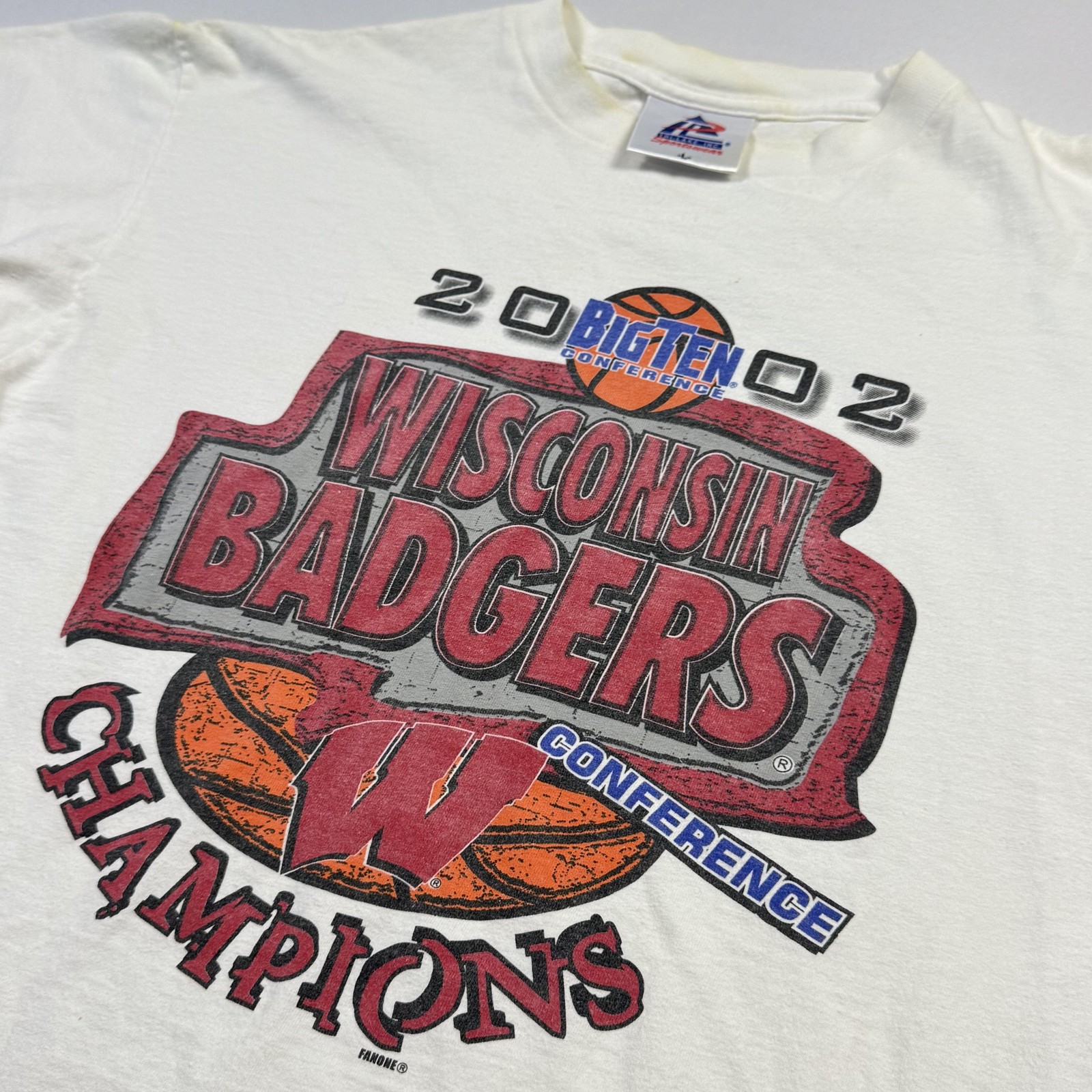 Vintage Wisconsin Badgers Shirt Mens Large White NCAA Tri-Lake 2002 Champions
