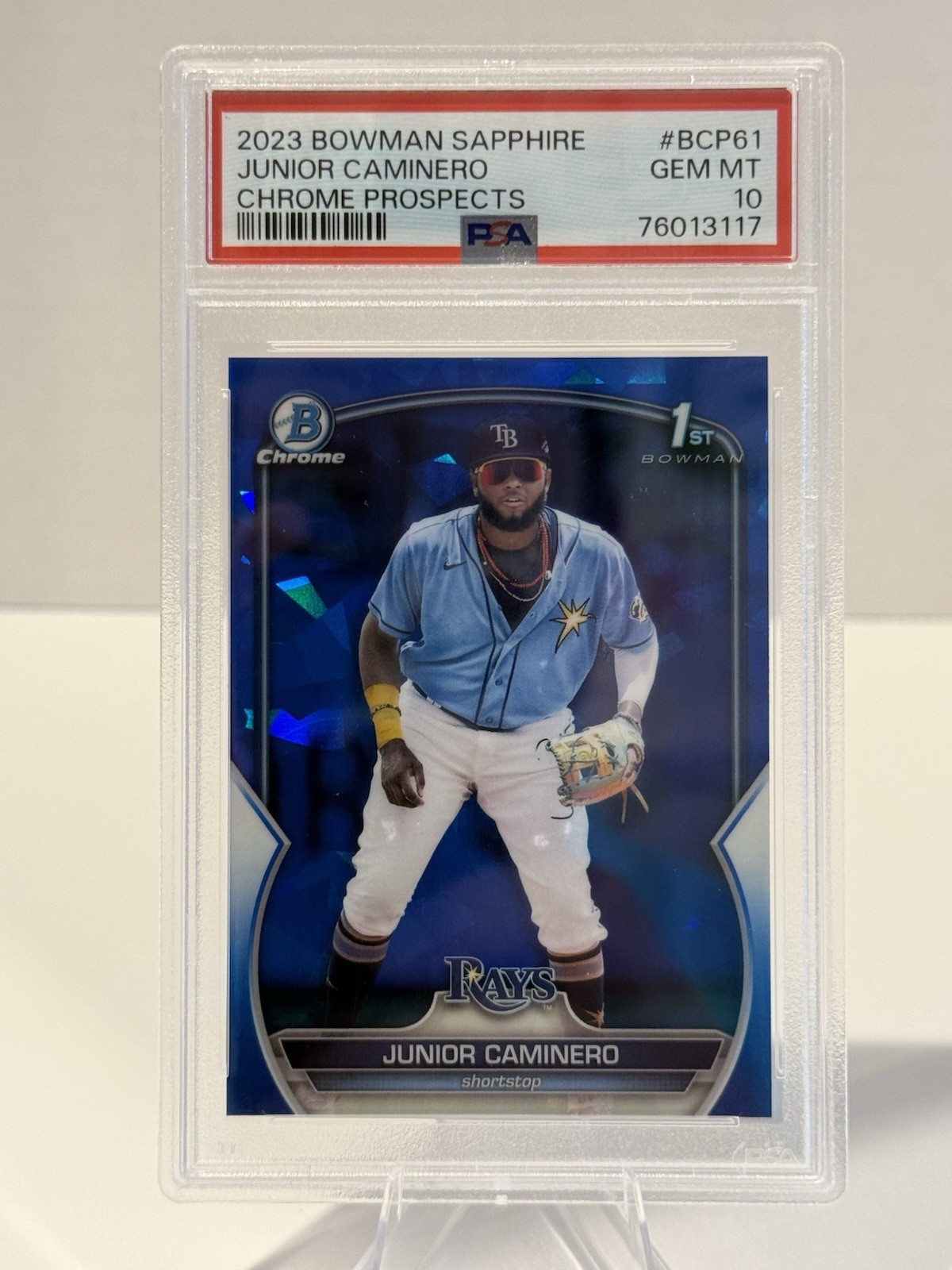2023 Bowman Sapphire Edition - Chrome Junior Caminero #BCP-61 (RC) PSA 10 GEM MT