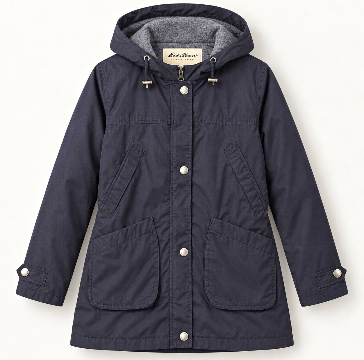 Eddie Bauer Women\'s Navy Hooded Insulated Full Zip Mid-Length Jacket XS