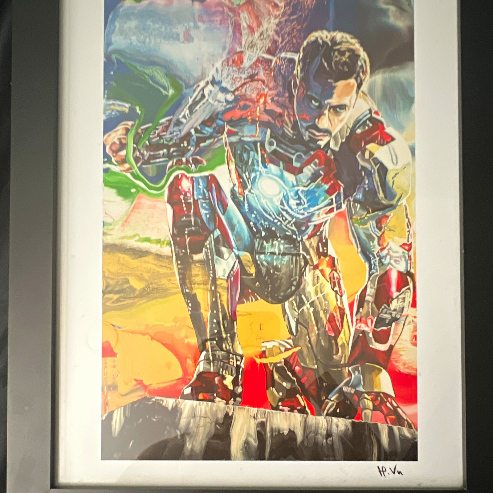 HP Vn Framed Signed Superhero Comics PAINTING, Portrait, Contemporary Art HP Vn Framed Signed Superhero Comics PAINTING, Portrait, Contemporary Art