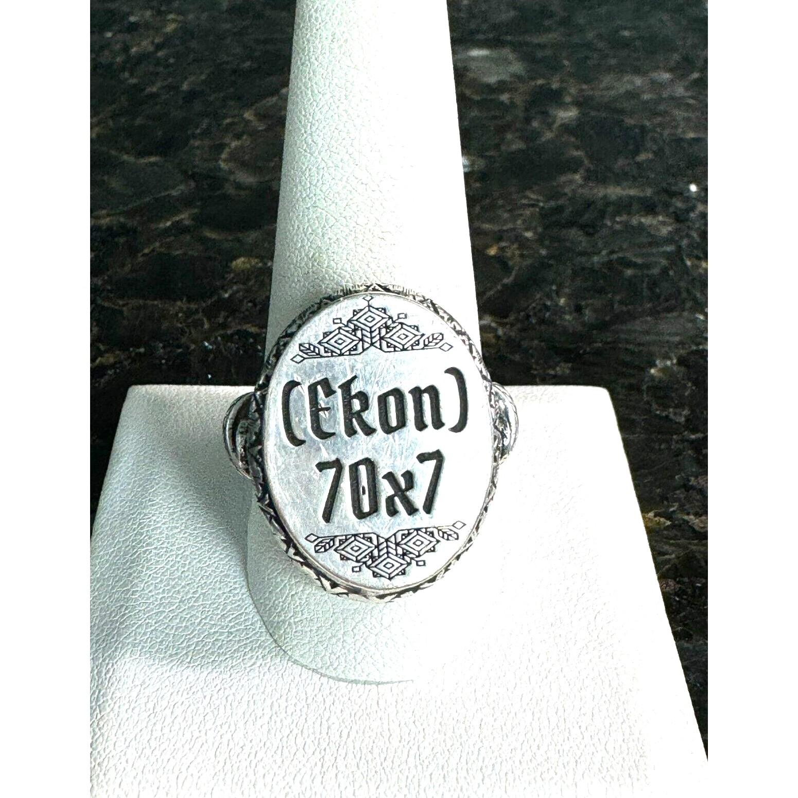 Men\'S 925 Sterling Silver \'\'Ekon \'\' Signet Ring Size 11.5 No Stone Estate