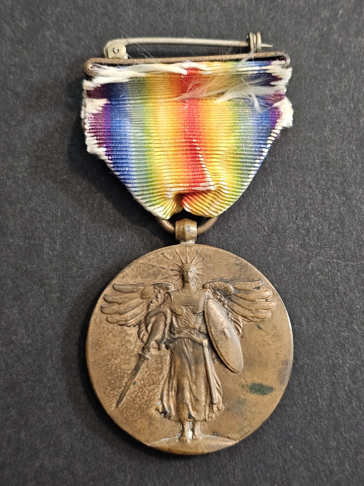 Original WW1 U.S. Military Victory Medal w/Ribbon & France Service Bar C Original WW1 U.S. Military Victory Medal w/Ribbon & France Service Bar C