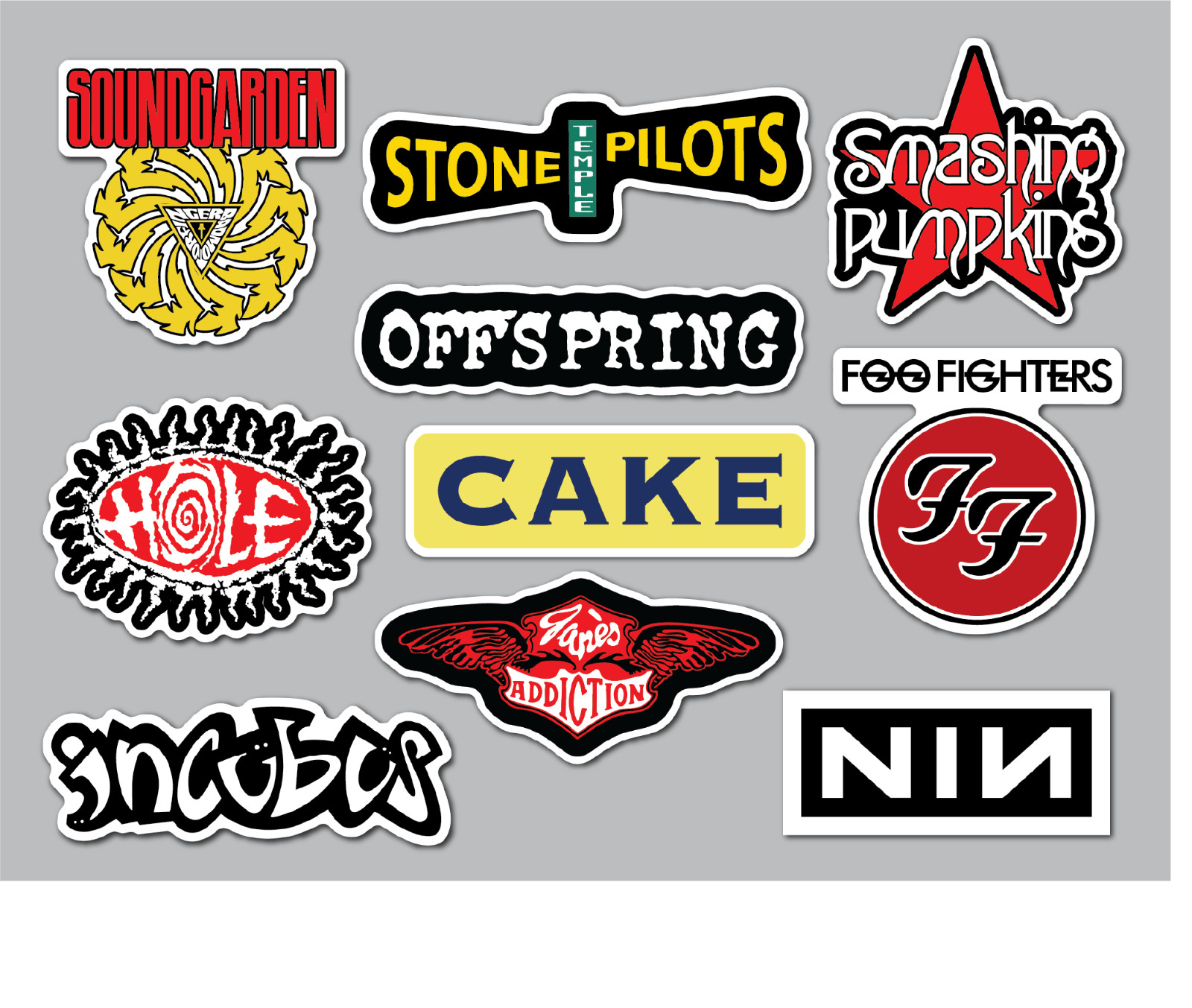 90\'s Alternative Vinyl Sticker Lot (10 Stickers) SET 2