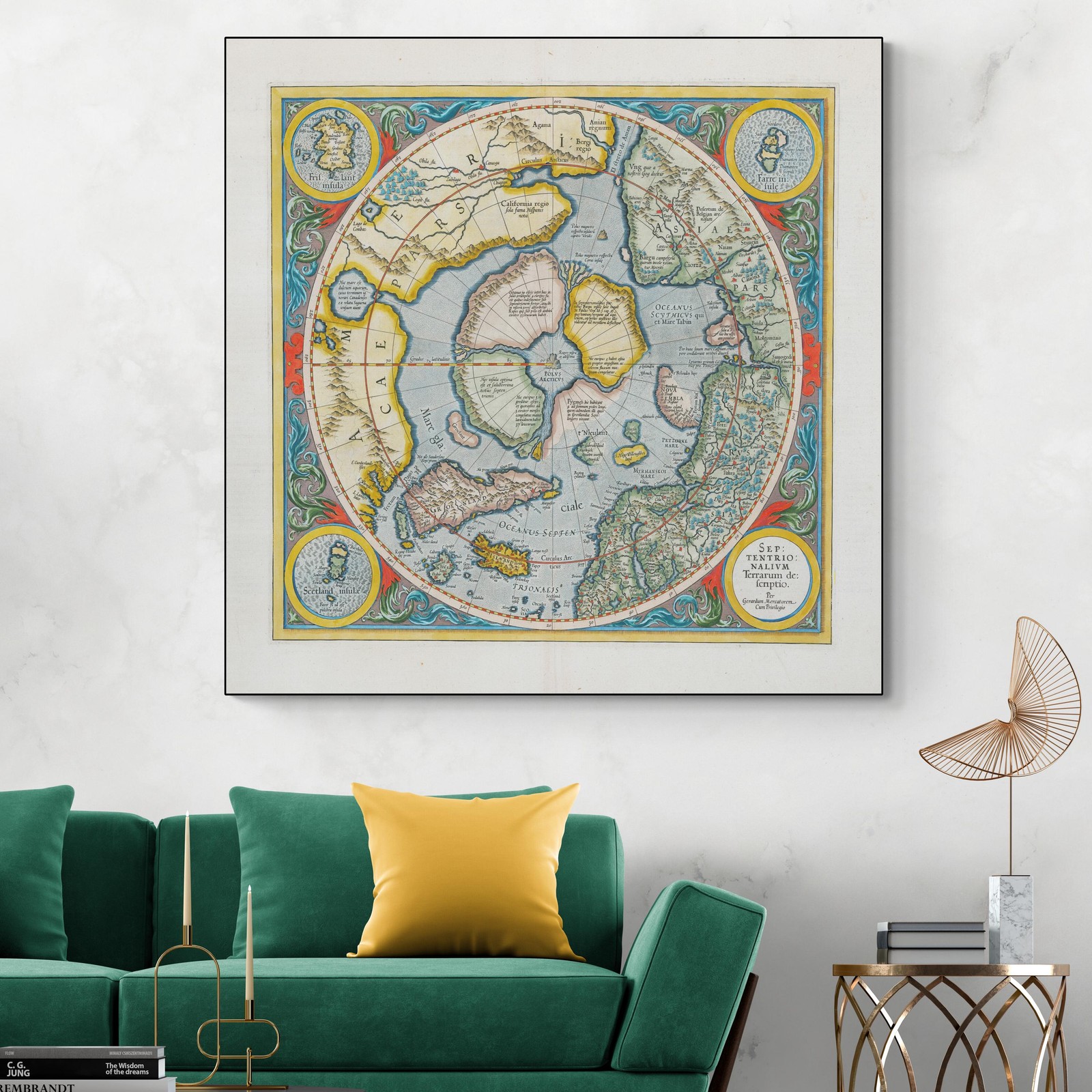1595 Gerardus Mercator Map of North Pole – Early Arctic Exploration & Navigation