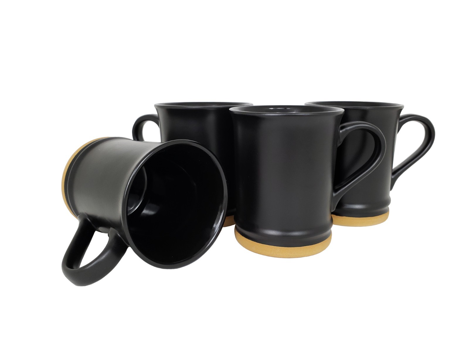 15oz Tall Ceramic Coffee Mugs Set of 4, Black 15oz Tall Ceramic Coffee Mugs Set of 4, Black