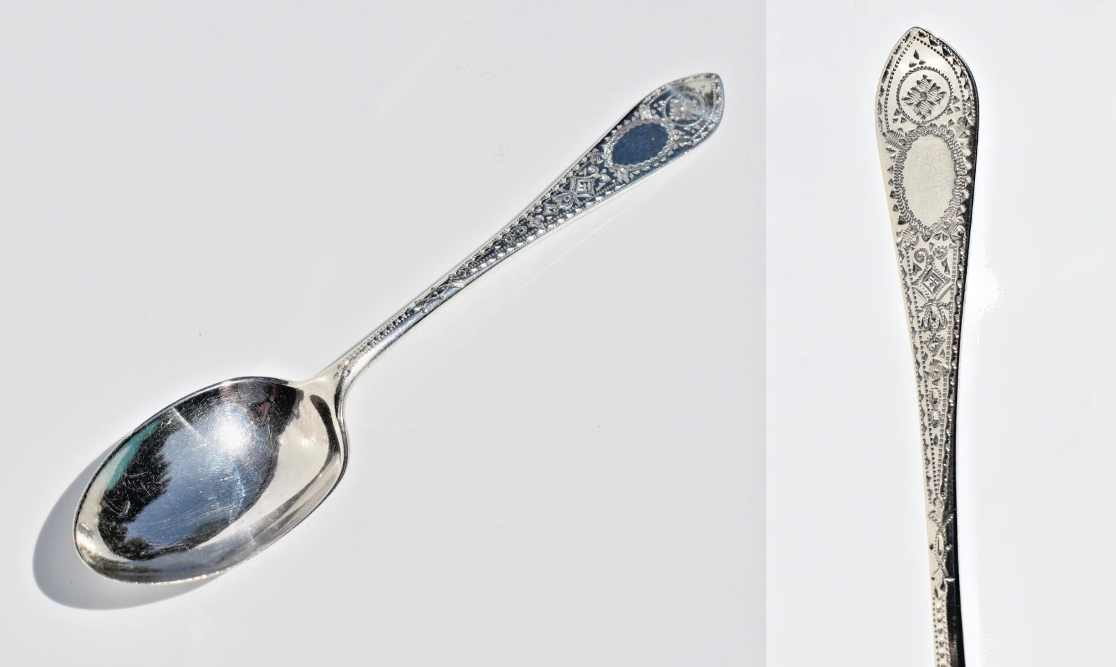 Victorian Sterling Silver Bright Cut Spoon - GMJ - London - 1892