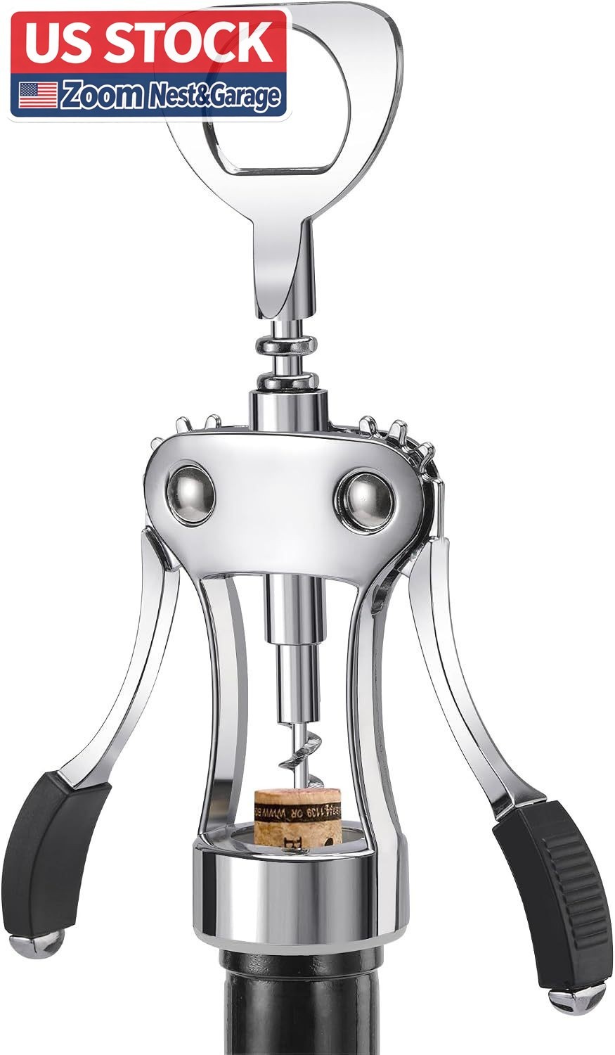 US Stock KORCCI Heavy Duty Wing Corkscrew Wine Beer Bottle Opener Silver US Stock KORCCI Heavy Duty Wing Corkscrew Wine Beer Bottle Opener Silver