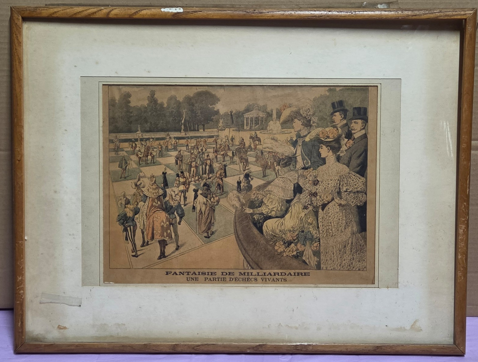 1904 Le Petit Journal French Antique Illustration – Living Chess Game – Framed