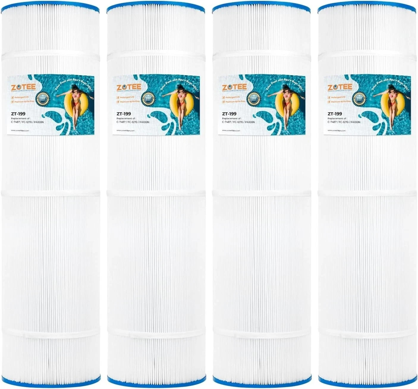 ZOTEE Pool Filter Cartridge Compatible with Unicel C-7487, 4 Pack, F165