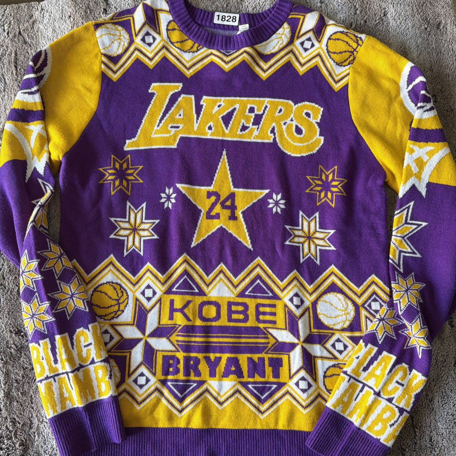 Kobe Bryant Black Mamba 24 Lakers Ugly Sweater by Forever Collectibles RARE Sz L Kobe Bryant Black Mamba 24 Lakers Ugly Sweater by Forever Collectibles RARE Sz L