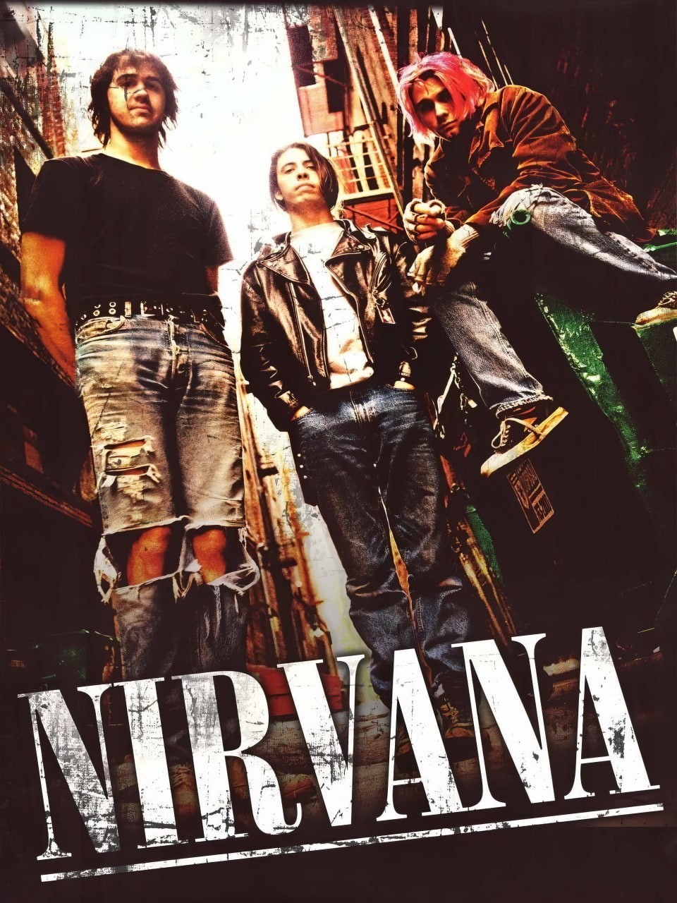 Nirvana Grunge Band Vintage Alley Portrait Music Poster