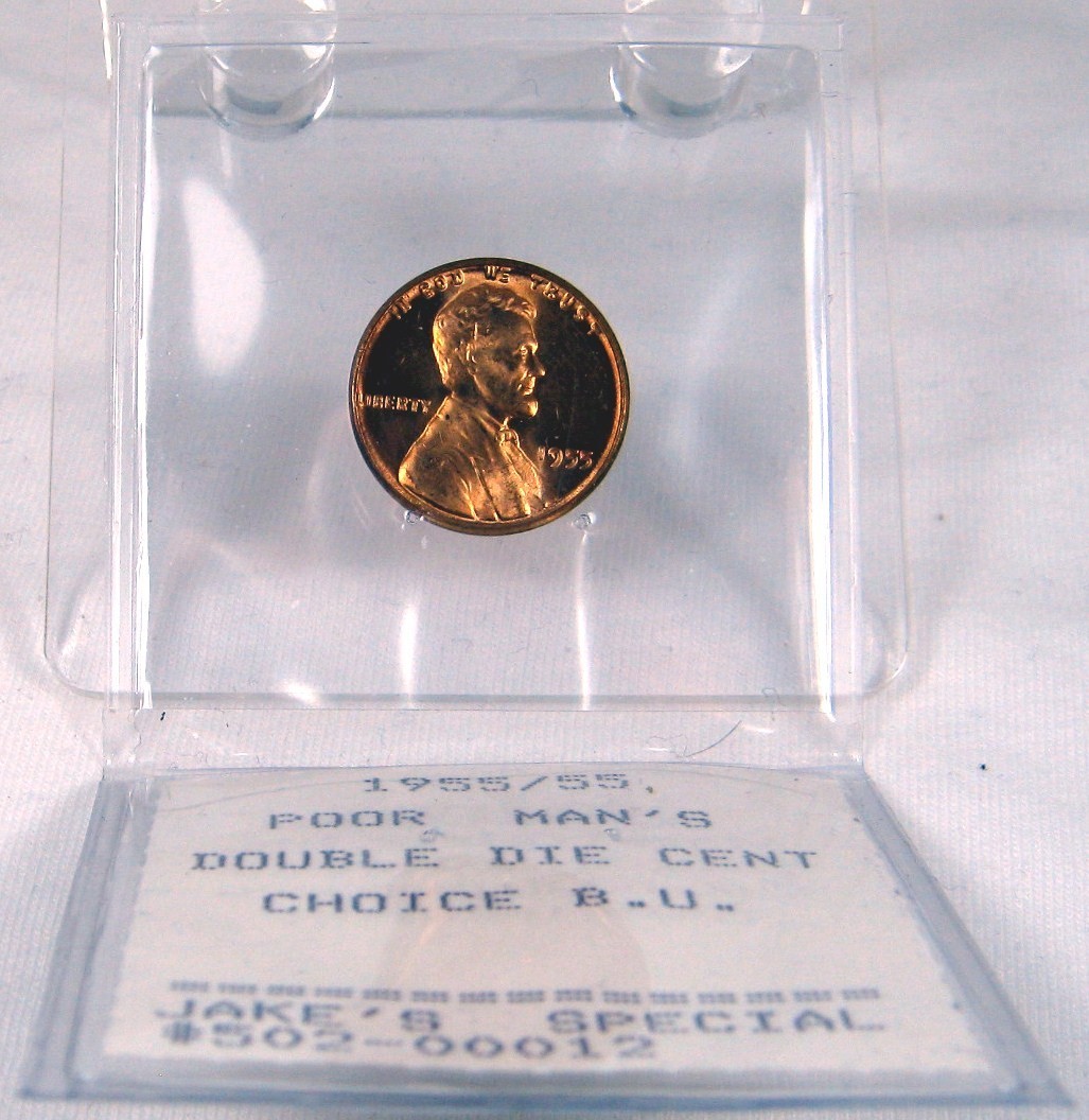 1955/55 DD Lincoln Cent Penny, Doubled Die,  CHOICE BU Key Date JAKE'S MARKET #4