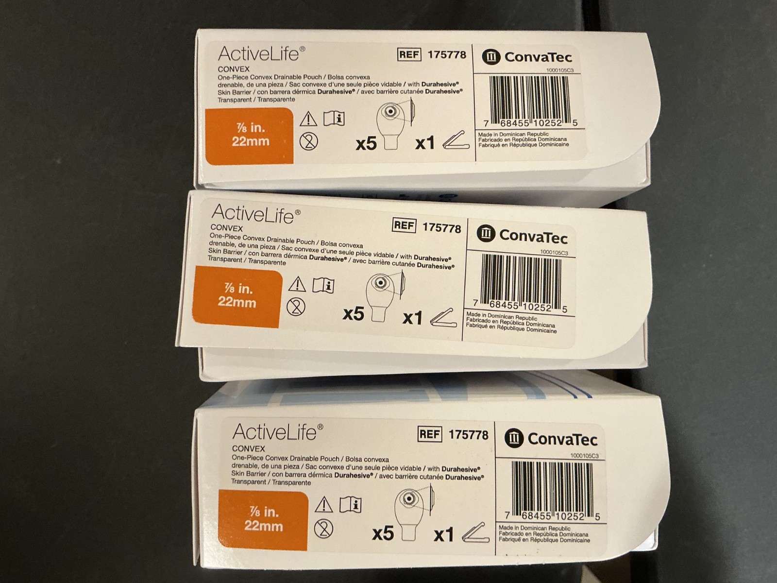 15 (3 boxes of 5) ConvaTec 175778 ActiveLife One Piece Convex Drainable Pouch