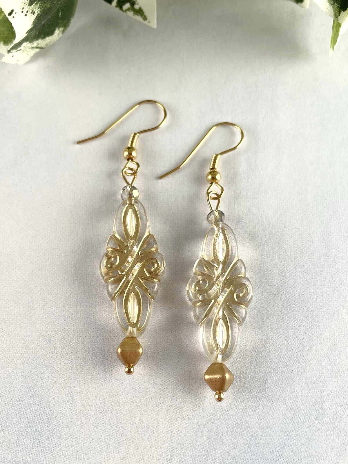 Women\'s Fleur Teardrop Dangle Gold Earrings Handcrafted Artisan Fashion Jewelry