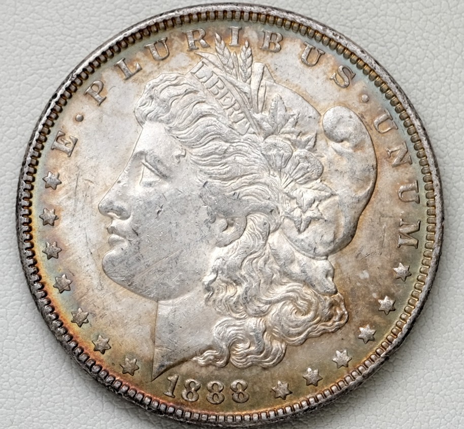 Toned 1888 (P) Morgan Silver Dollar $1 Coin /J14