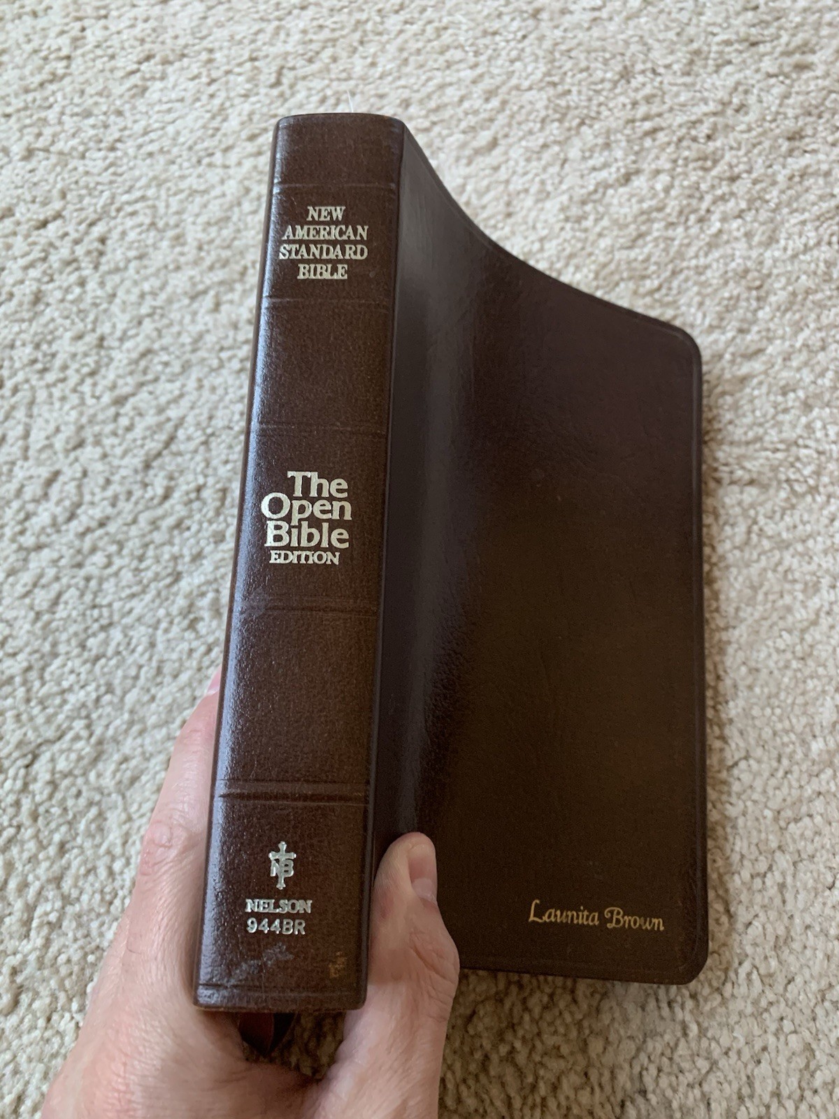 1978 Nelson Open Bible NASB Personal Size Brown Bonded Leather 944BR