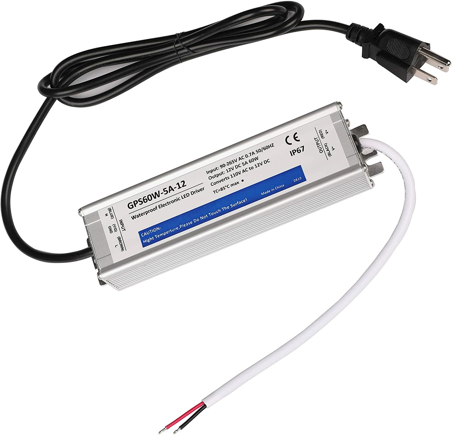 60W 5A Max Power Supply AC 110V to DC 12V Voltage Converter Transformer Adapter