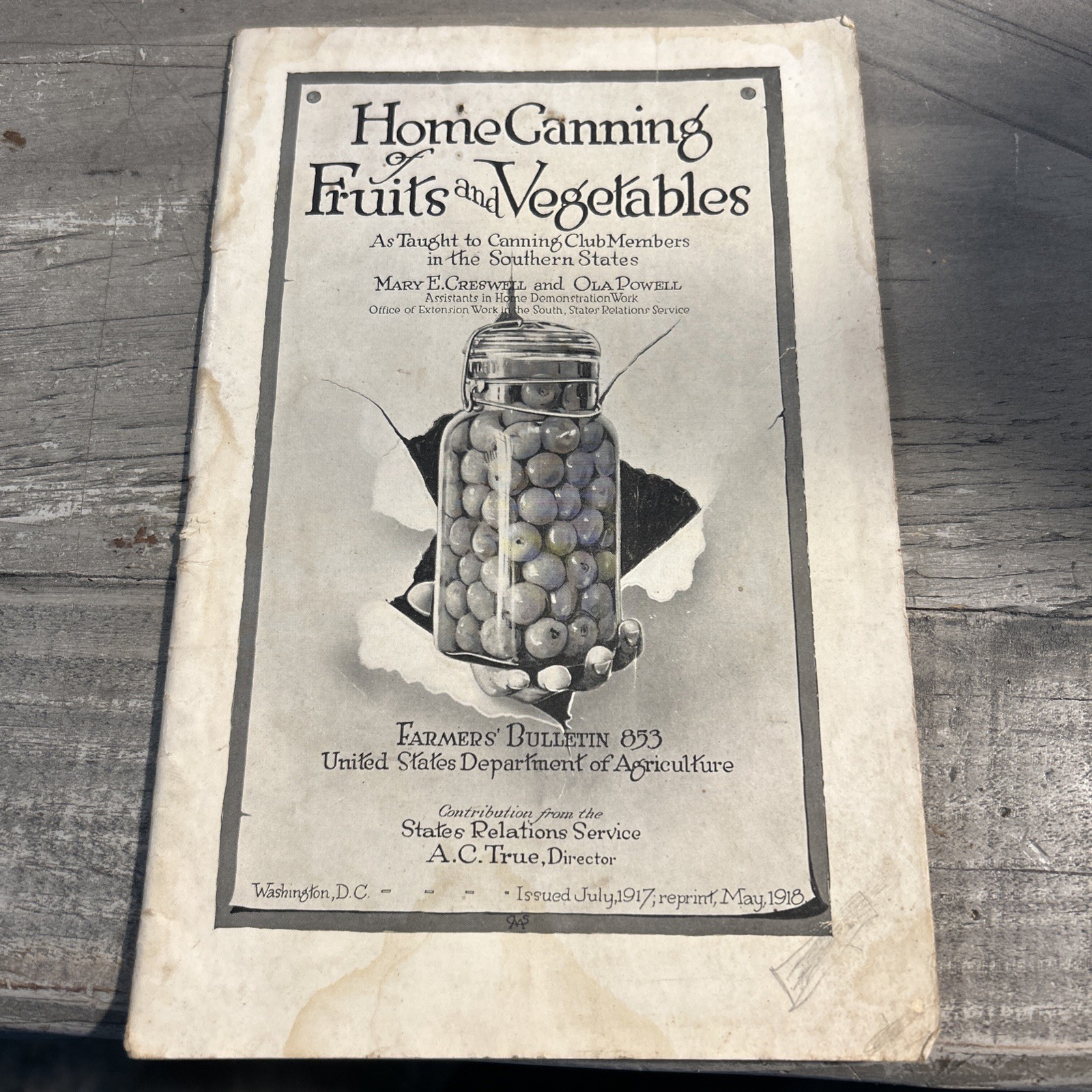 ANTIQUE 1917 HOME CANNING FRUITS and VEGETABLES DEPT OF AGRICULTURE BULLETIN 853 ANTIQUE 1917 HOME CANNING FRUITS and VEGETABLES DEPT OF AGRICULTURE BULLETIN 853