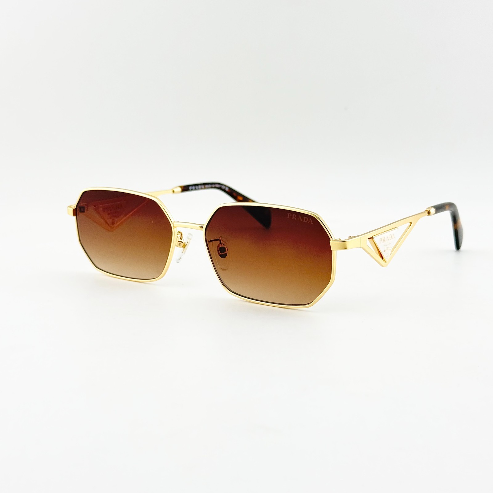 PRADA SPRA51S Irregular Sunglasses Gold Brown Lens Women Italy 58-17-140