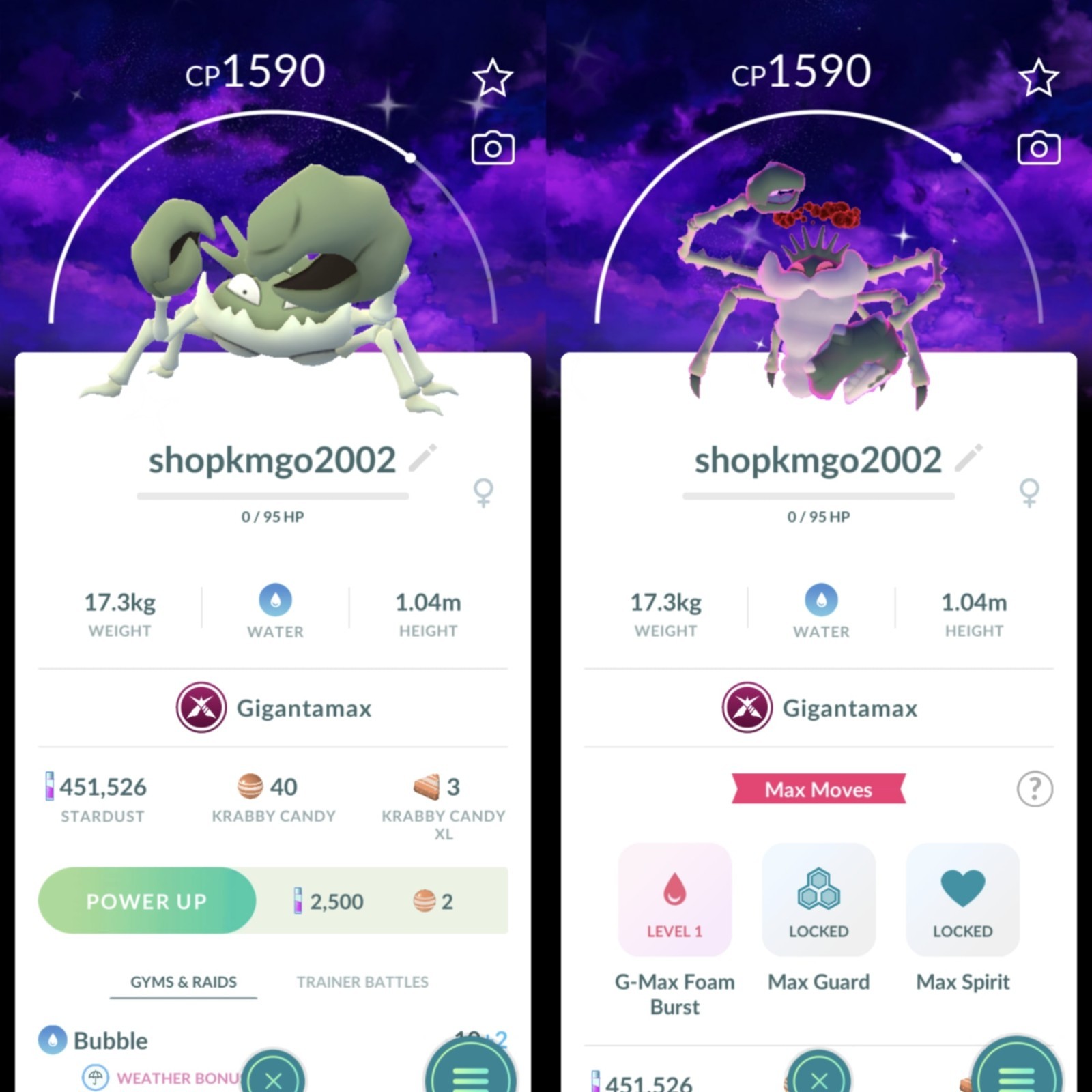 Shiny Gigantamax Kingler Dark Skies Background Max Final--20k Sta.rd Shiny Gigantamax Kingler Dark Skies Background Max Final--20k Sta.rd