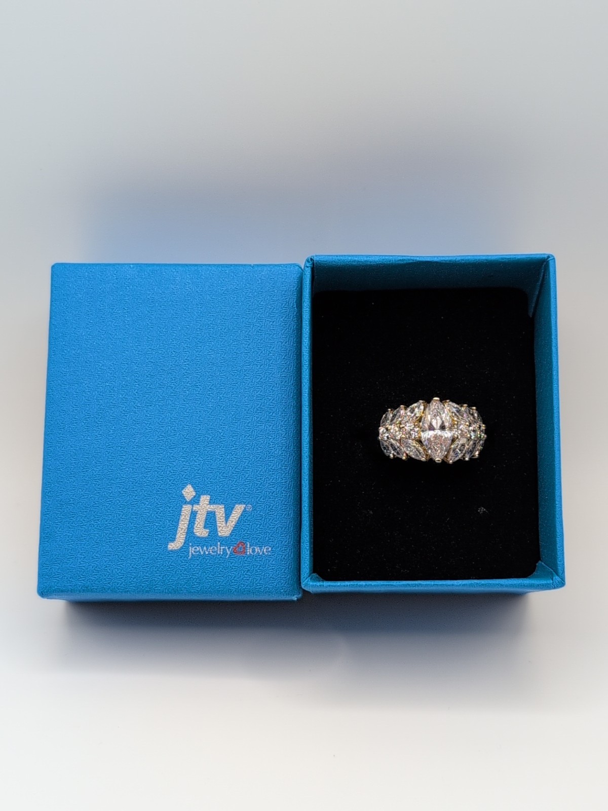 Gorgeous JTV 4.13ctw Diamond Simulant 18kt/Sterling Eterno Ring Size 10