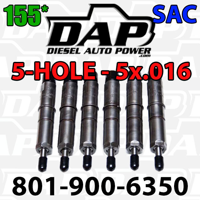5x.016 155* DAP Performance Injectors 89-93  12v For Dodge Cummins Diesel