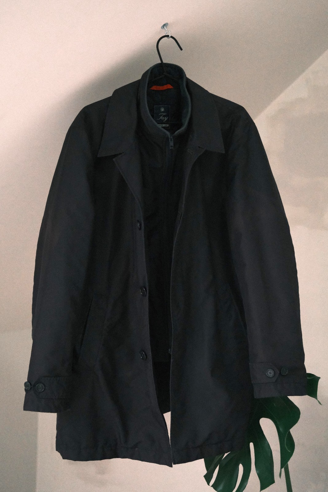 Fay Men\'s Navy Blue Nylon Long Morning Coat Size L Made in Italy Fay Men\'s Navy Blue Nylon Long Morning Coat Size L Made in Italy