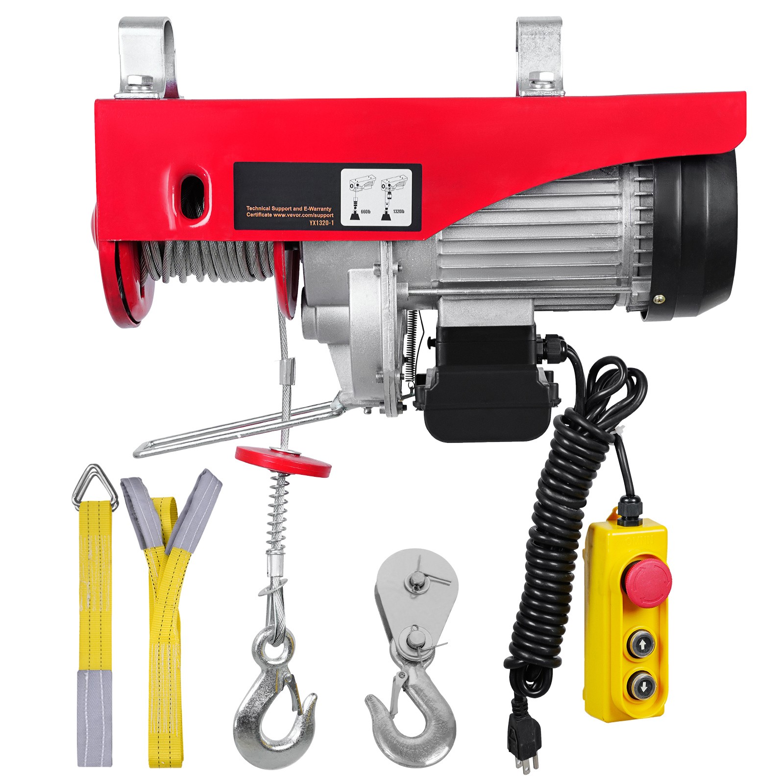 Uimoso Electric Hoist 1320lbs Crane Winch with Wired Remote Control 1150W 110V