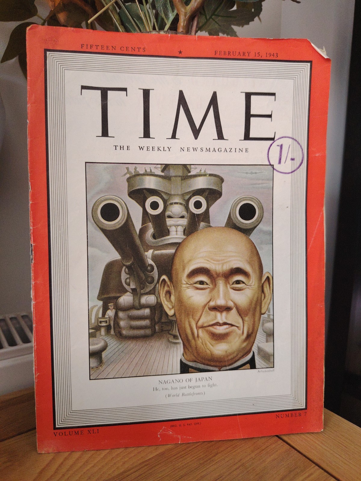 TIME Magazine February 15 1943 WWII War Issue Nagano Of Japan Eisenhower Vintage