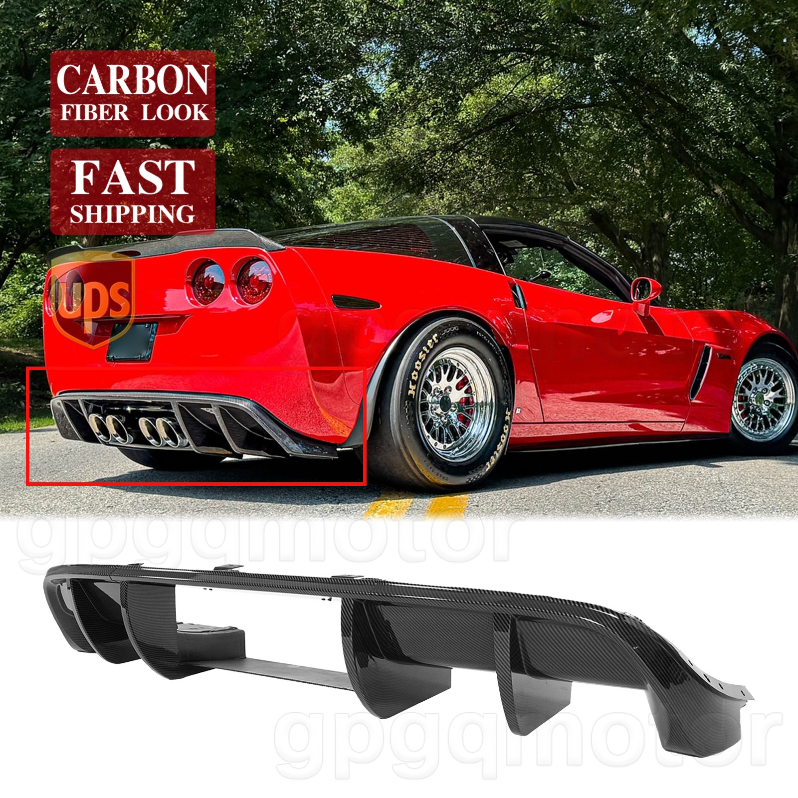 For Corvette C6 05-13 Performance Style Carbon Painted Rear Bumper Lip Diffuser