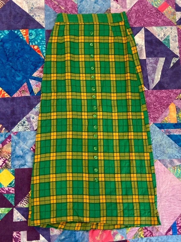 Vintage 60s Handmade Green and Yellow Plaid Maxi Skirt Size Small Vintage 60s Handmade Green and Yellow Plaid Maxi Skirt Size Small