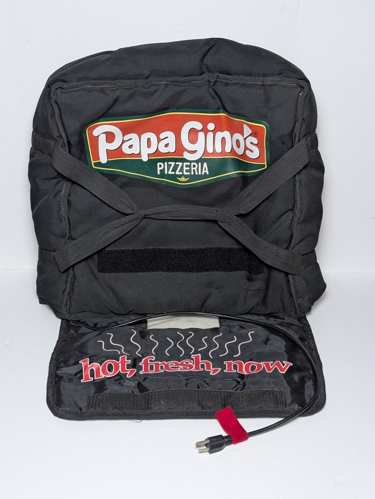 Vtg 2010 Official Papa Gino\'s Electric Heated Pizza Delivery Bag Clean & Working