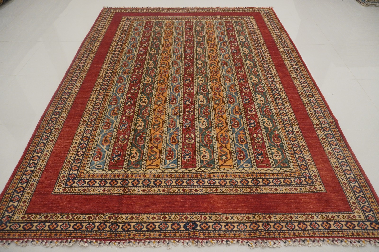 7x9 ft Red Turkish style Shawl Hand Knotted Wool Oriental Rug