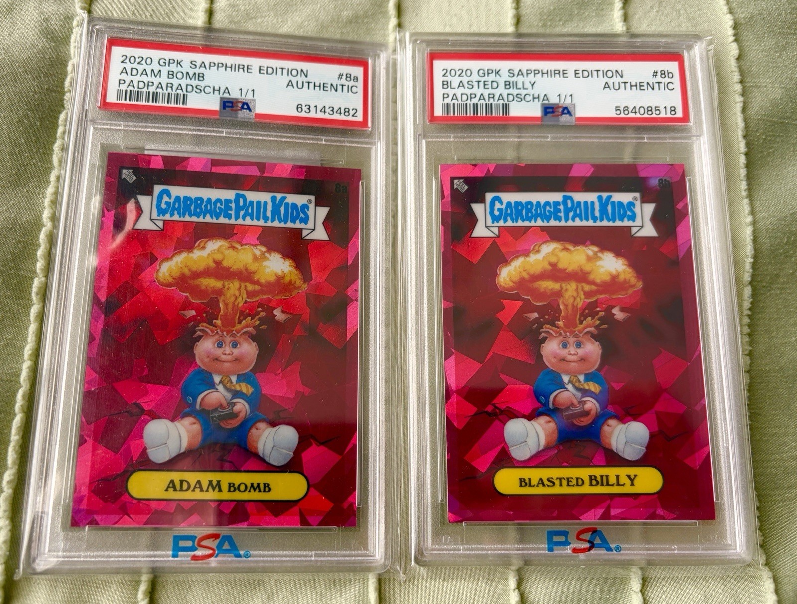 HOLY GRAIL 1/1 PADPARADSCHA Adam Bomb & Blasted Billy Garbage Pail Kids Sapphire HOLY GRAIL 1/1 PADPARADSCHA Adam Bomb & Blasted Billy Garbage Pail Kids Sapphire