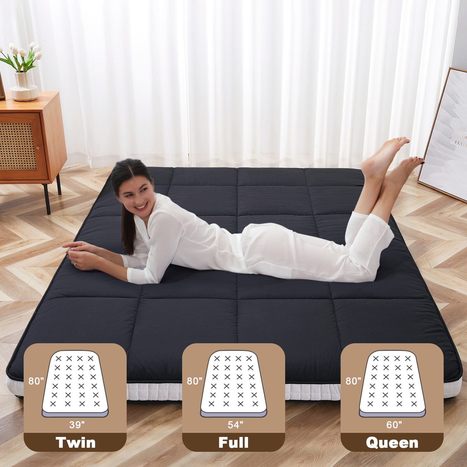 Extra Thick Japanese Sleeping Floor Mattress Foldable Roll Up Futon Tatami Mat Extra Thick Japanese Sleeping Floor Mattress Foldable Roll Up Futon Tatami Mat