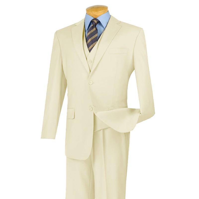 Vinci Men's Regular Fit 3-Piece Solid Color Suit Vinci Men's Regular Fit 3-Piece Solid Color Suit