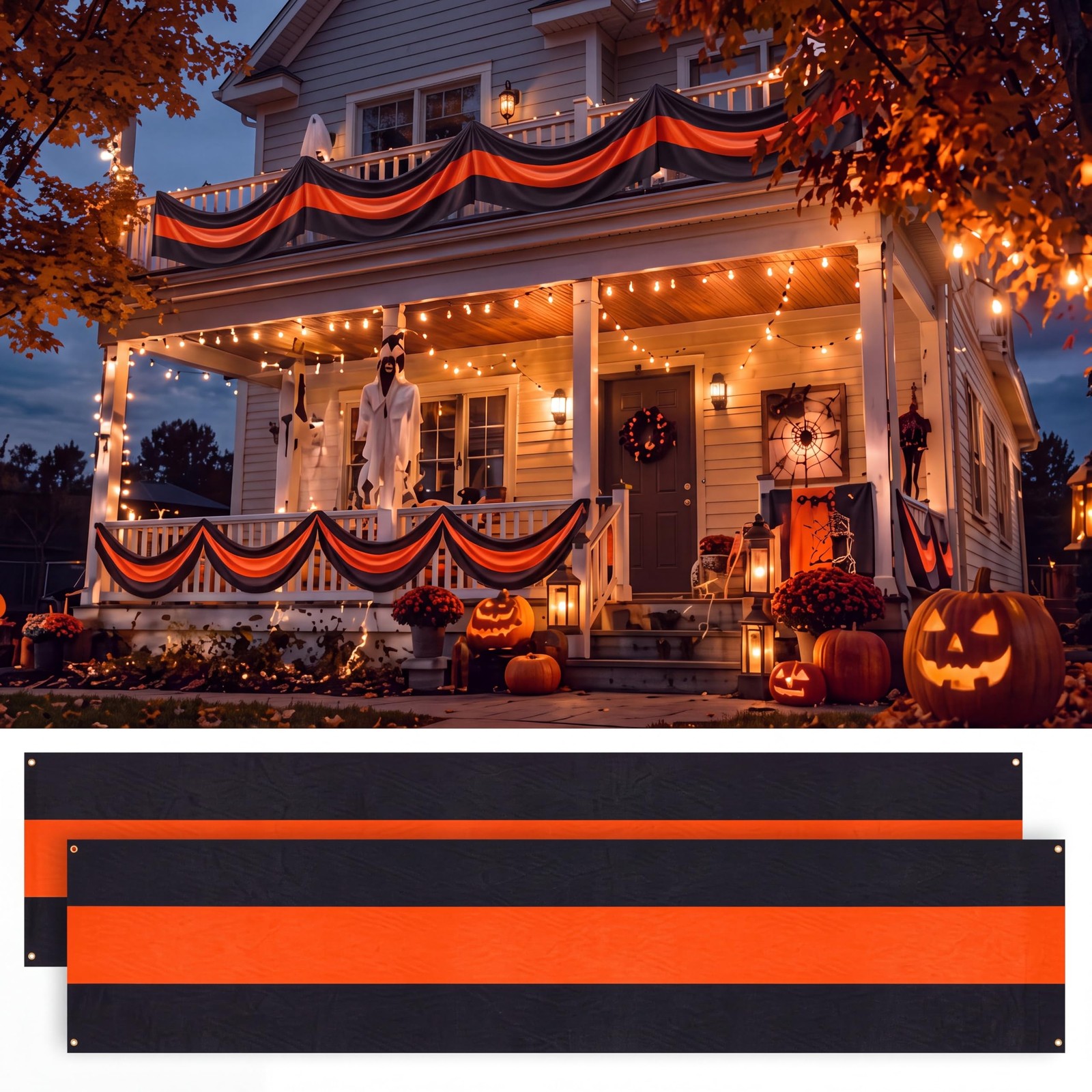 Remagr 2 Pcs Large Halloween Banner Black Orange orange and black Remagr 2 Pcs Large Halloween Banner Black Orange orange and black