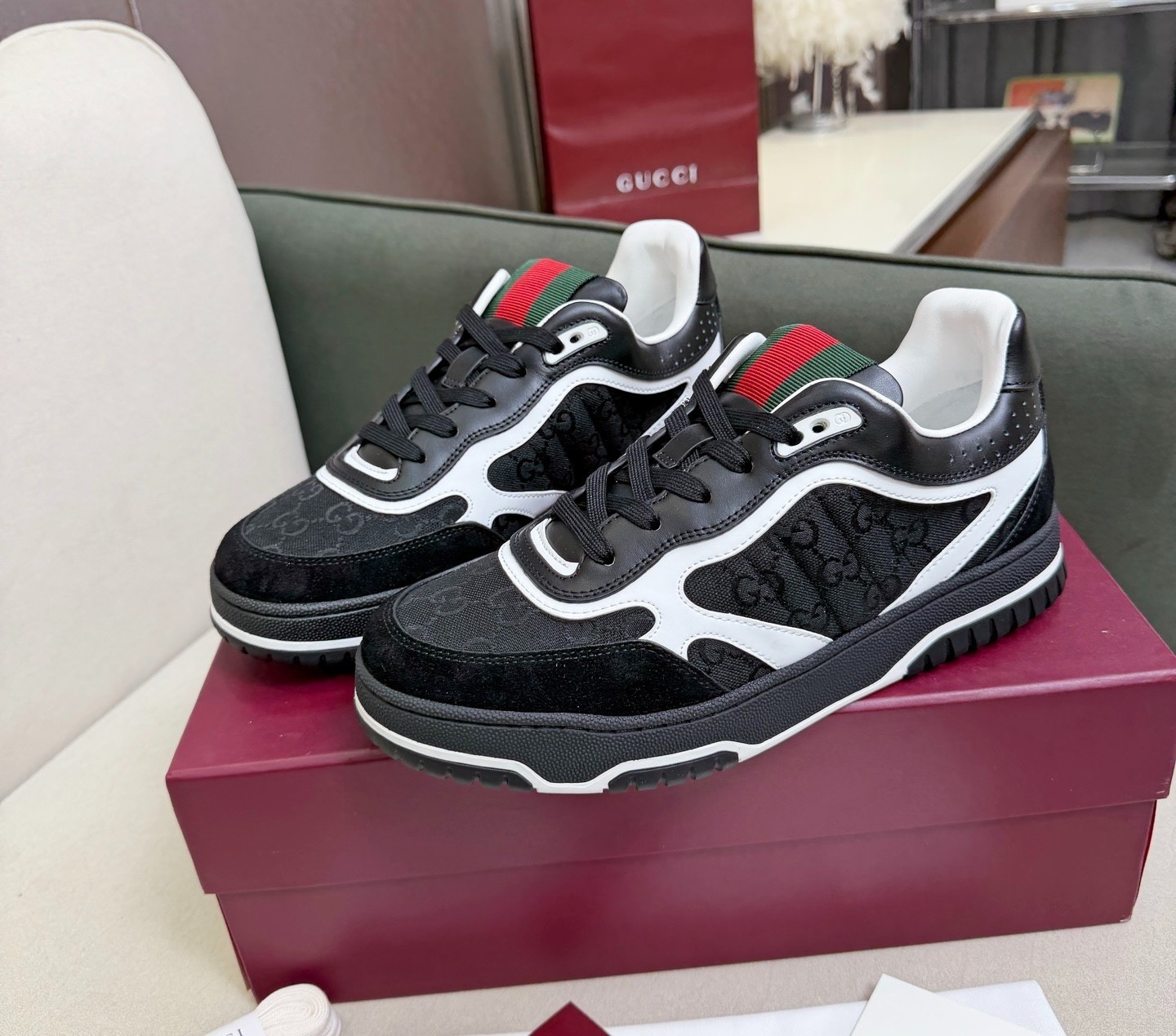 GUCCI✧RE-WEB Men's us Size Black White