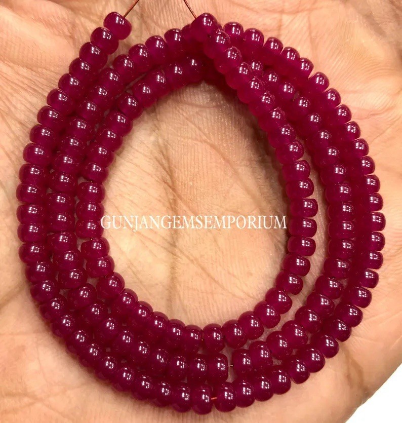 Beautiful Ruby Gemstone Beads Natural 4MM Ruby Smooth Rondelle Beads Necklace Beautiful Ruby Gemstone Beads Natural 4MM Ruby Smooth Rondelle Beads Necklace