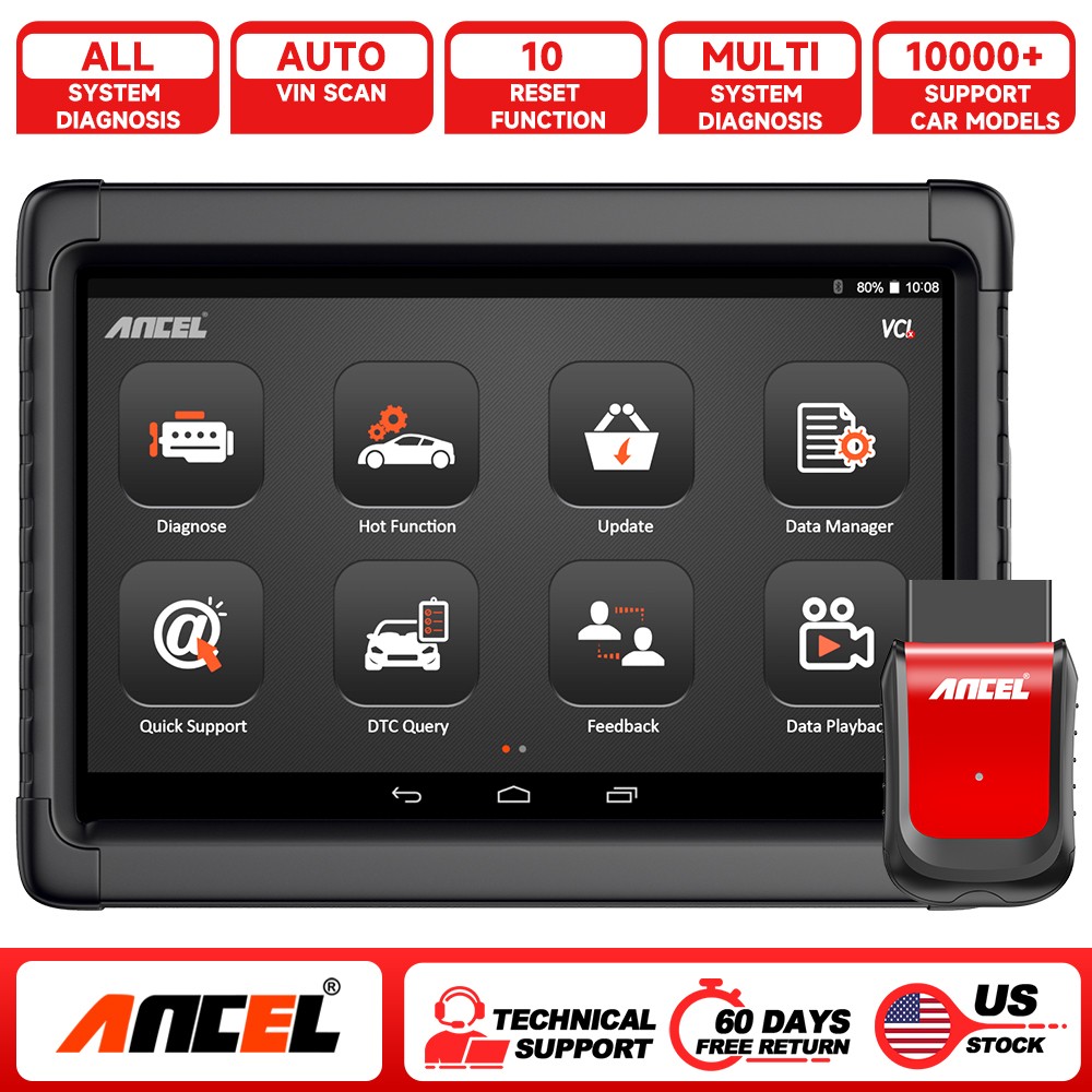ANCEL X6 10inch Bi-directional Diagnostic Tool Bluetooth All System OBD2 Scanner
