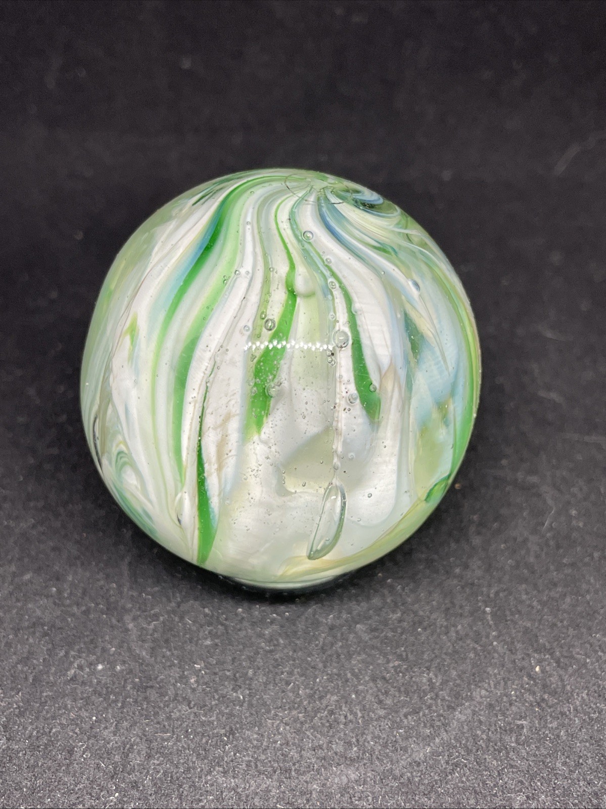 🔥 Huge Contemporary Handmade Green White Unsigned Marble 1.77” L10 🔥 Huge Contemporary Handmade Green White Unsigned Marble 1.77” L10