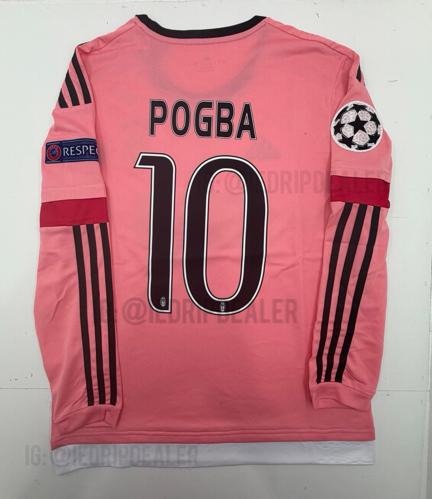2015/16 Juventus Pink Away Retro Jersey Long Sleeve Pogba #10 Vintage PinkIconic 2015/16 Juventus Pink Away Retro Jersey Long Sleeve Pogba #10 Vintage PinkIconic