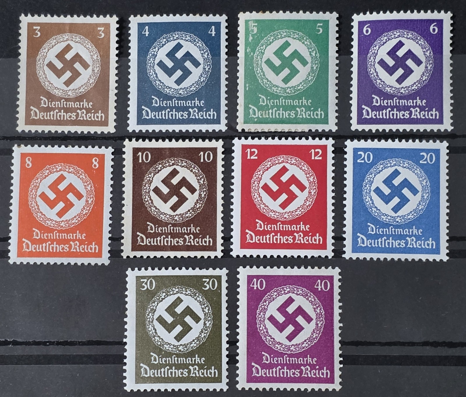 WWII WW2 Germany Reich German Government Official Swastika Stamp lot 10 Stamps