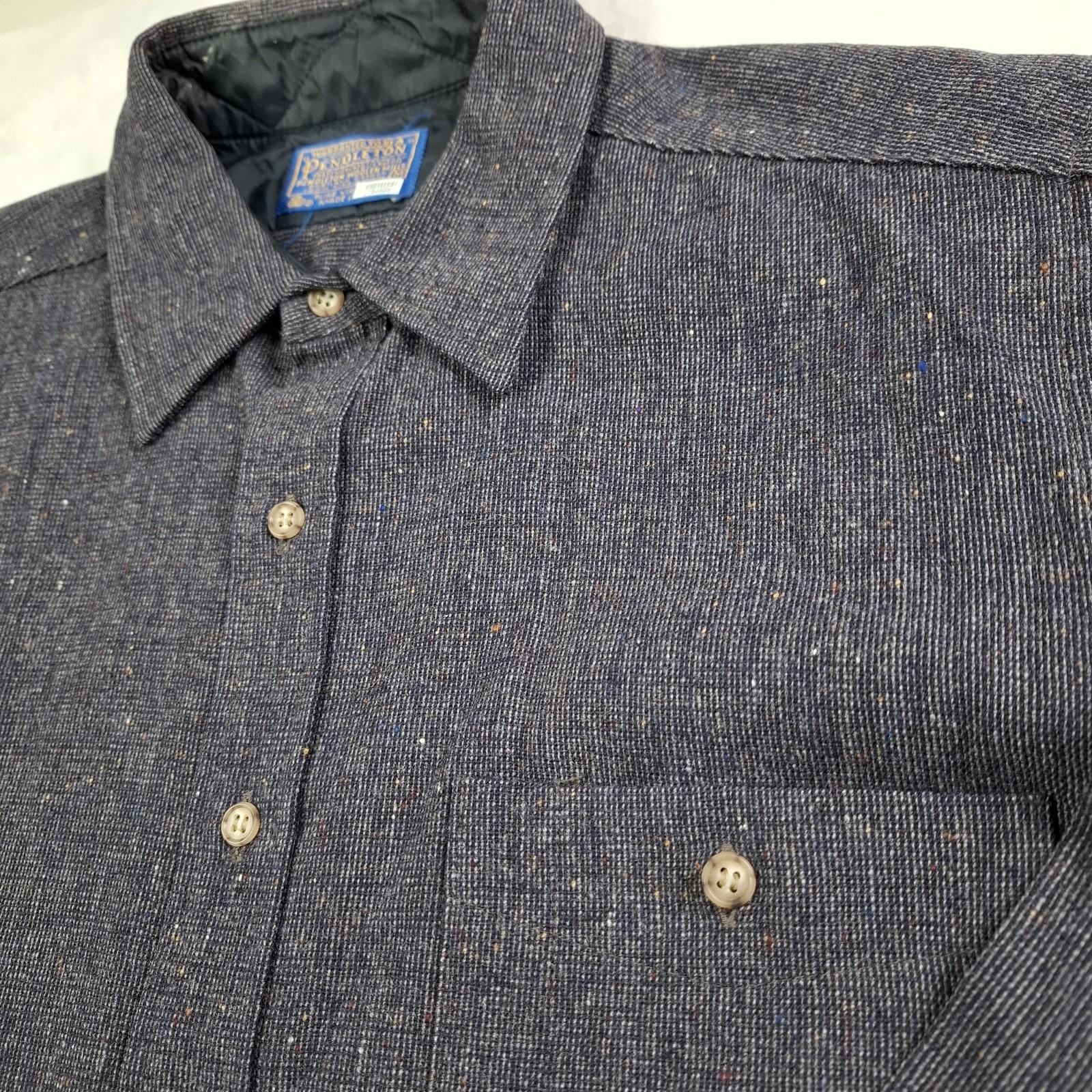 VTG Pendleton Trail Wool Shirt Men’s Medium Blue Heather Suede Elbow Patches USA VTG Pendleton Trail Wool Shirt Men’s Medium Blue Heather Suede Elbow Patches USA