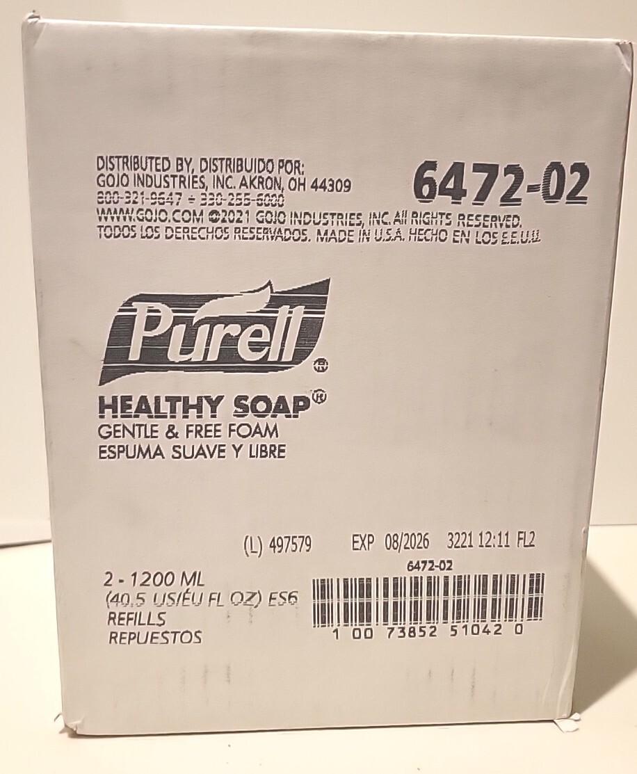 2x Purell 6472 Healthy Soap Gentle &fragrance Free Foam ES6 1200ml Refills New 2x Purell 6472 Healthy Soap Gentle &fragrance Free Foam ES6 1200ml Refills New