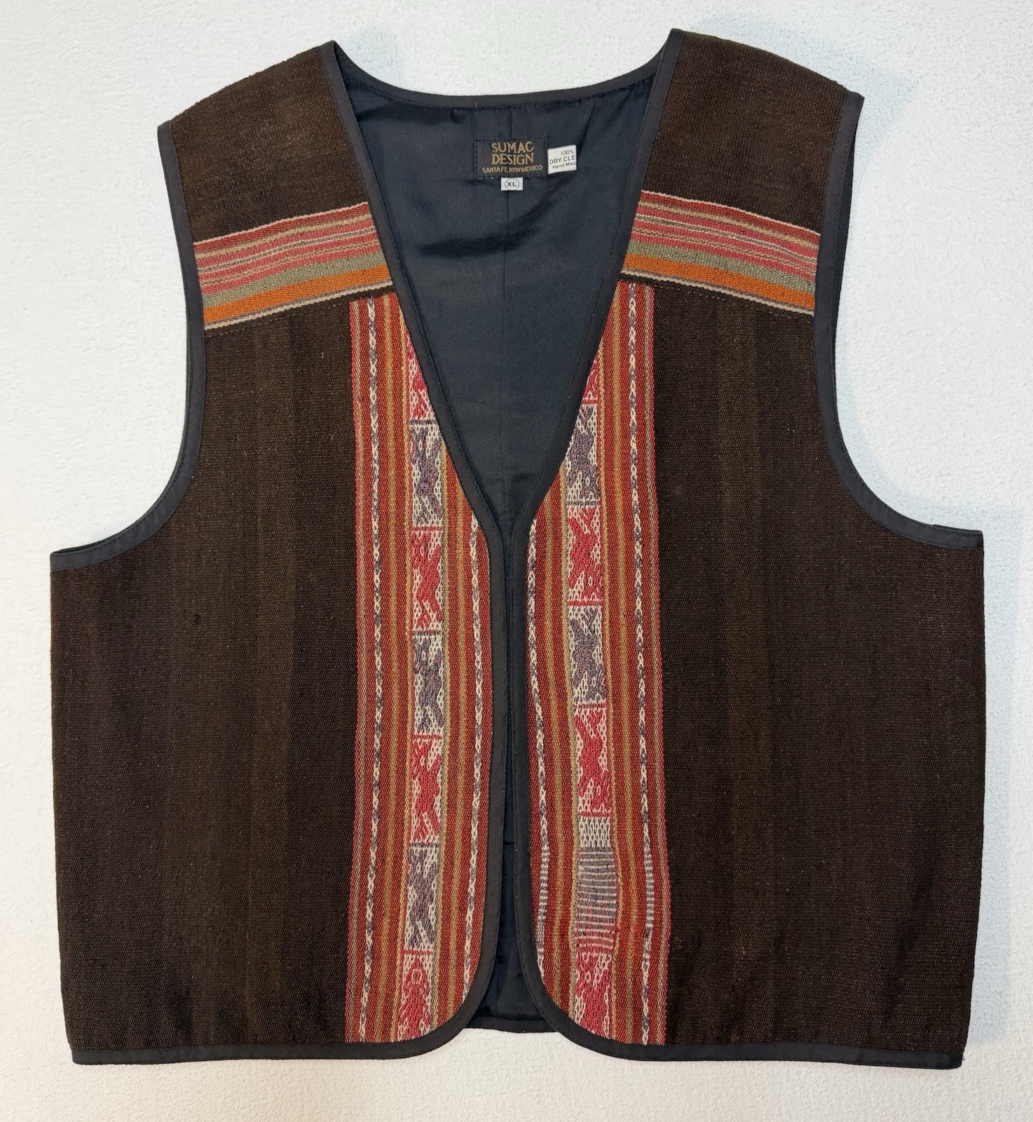 Vintage 80s/90s Handmade Wool Bolivian Traditional Andean Vest Sz XL Chest 45”