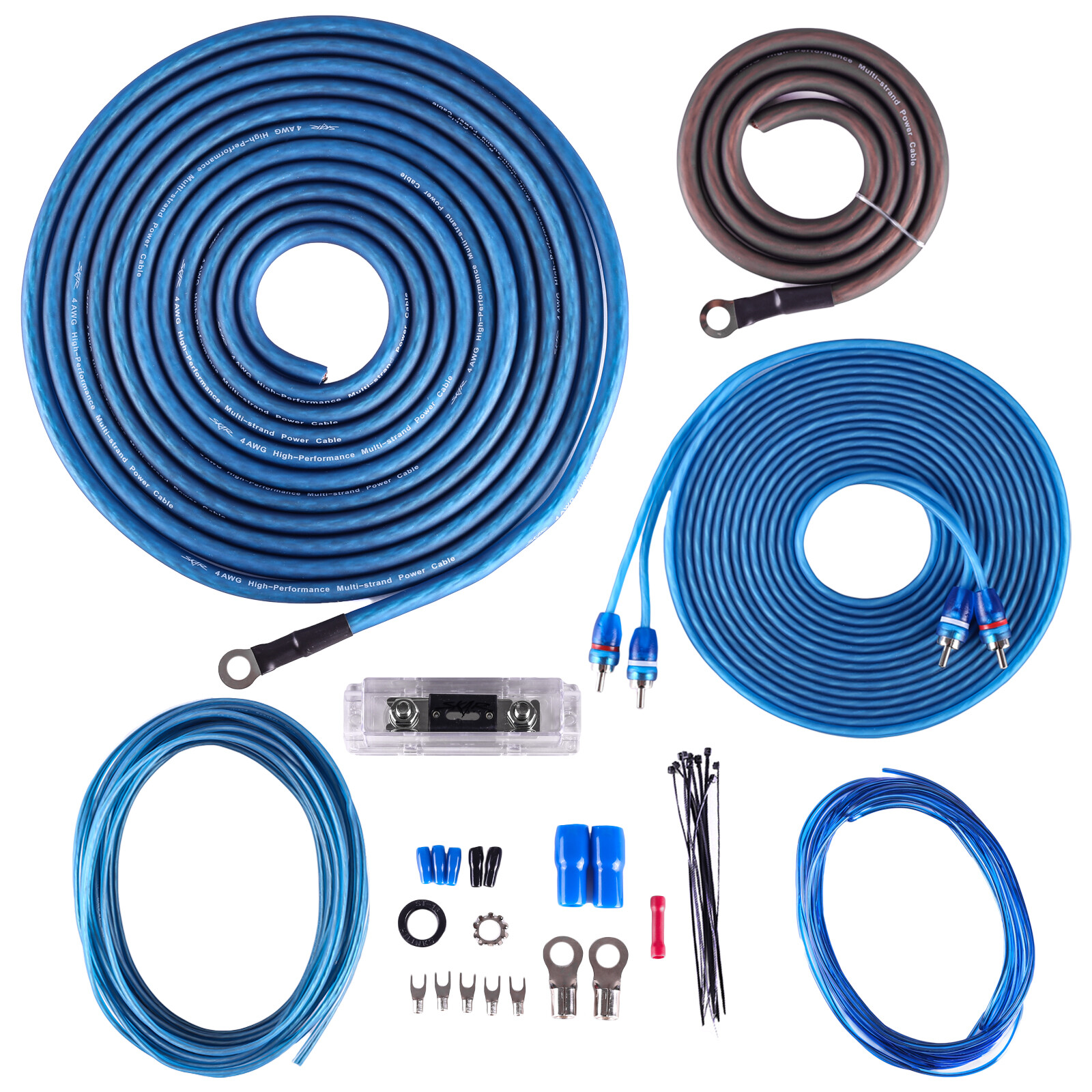 NEW SKAR AUDIO 4 GAUGE 1,200 WATT CCA AMPLIFIER WIRING KIT W RCA (SKAR4ANL-CCA)