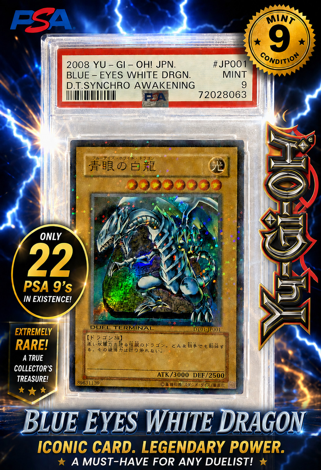 2008 YU-GI-OH JPN DUEL TERMINAL-SYNCHRO AWAKENING BLUE-EYES WHITE DRAGON PSA 9